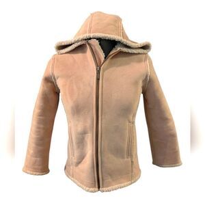 Gap kids Y2K tan faux suede and Sherpa‎ jacket coat size medium 7/8